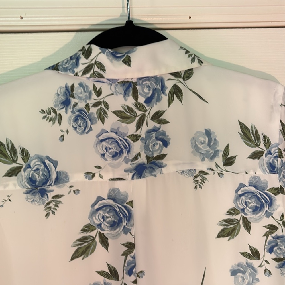 L'Academie Cream and Blue Floral dress sz Medium - Picture 8 of 11